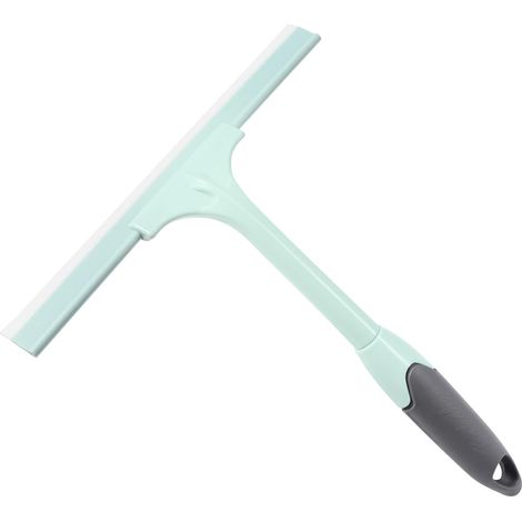 Raclette de douche, raclette à vitres, pour douche, salle de bain, miroir, nettoyage de vitres, carrelage, plastique (TPR), 27,5 x 23,8 x 2 cm, vert clair