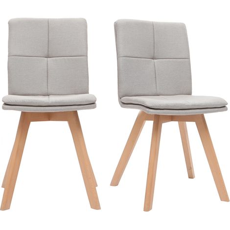 Sedia scandinava tessuto naturale gambe legno chiaro set di 2 THEA