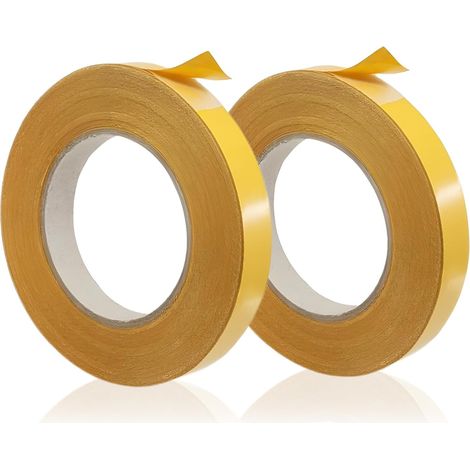 2 PCS Ruban Adhésif Double Face Extra Fort, 10mm x 20m, Rouleaux de Ruban Adhésif Double Face Robuste, Double Sided Adhesive Tape, Idéal pour Couture, Maison, Bureau, DIY, Double Face Fin et Discret (1/5)