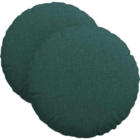 Seat Cushions 2 pcs Dark Green Ø40 x 13 cm Fabric vidaXL