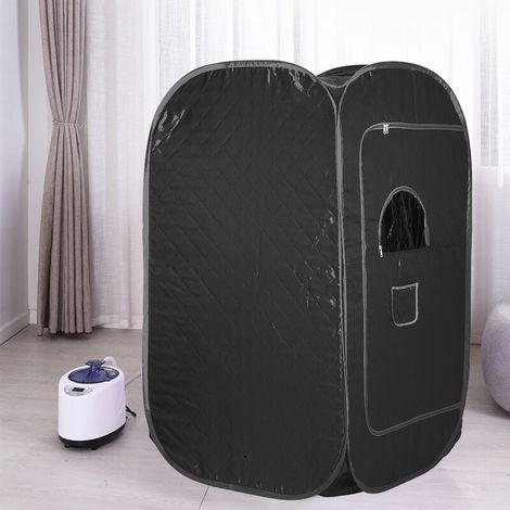 Sauna à Vapeur Portatif, Spa Sauna Transportable à Domicile Pour 1 Personne, Avec Fonctions de Réglage de la Minuterie et de la Température, Noir