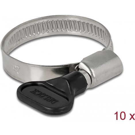 DeLOCK 19447 - Schlauchschellen mit Flügelmutter, 25 - 40 mm, 10 Stück