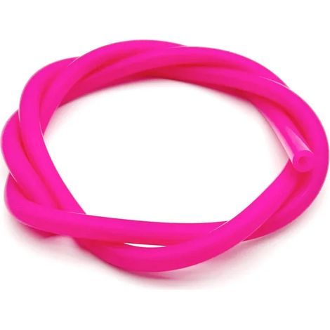Tube en silicone alimentaire coloré (rose rouge, diamètre intérieur 4 mm x diamètre extérieur 6 mm, 1 m), haute élasticité, non toxique et inodore, pouvant servir d'accessoire pour paille.