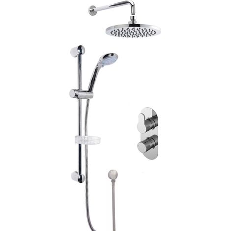 Nuie Arvan Twin Thermostatic Concealed Complete Mixer Shower with Diverter - Chrome (1/2)