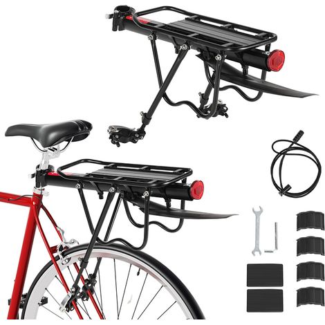 Jiubiaz Portaequipajes trasero universal ajustable de aluminio – Soporte para VTT y bicicleta