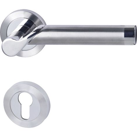 Südmetall Türgriff-Garnitur Rosette Solid 1 PZ Edelstahl poliert/satiniert silber Ø 52 mm
