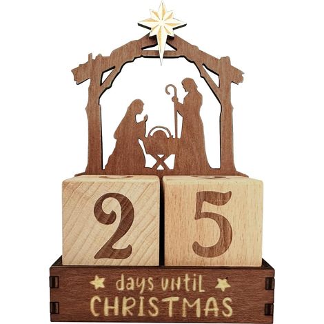 Calendrier de l'Avent Nativité Ornement de Table à Collectionner  Décorations 25 Jours Noël Décoration Ludique pour Maison Fêtes Salon Chambre Étagère (1/5)