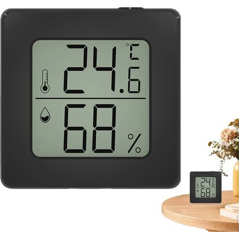 Thermomètre d'intérieur, hygromètre numérique, hygromètre, thermomètre pour la maison, moniteur de température et d'humidité pour serre, cave, noir (1/5)