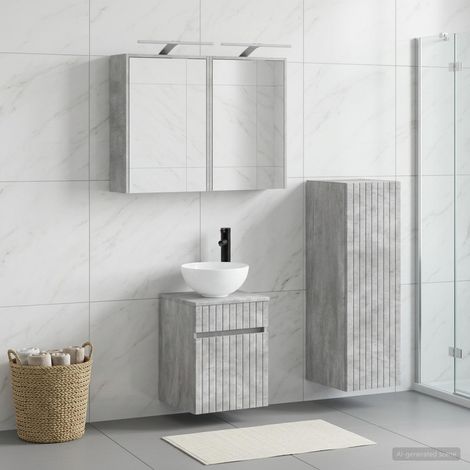 vidaXL Bathroom Furniture Set 4 pcs Concrete Grey (1/5)