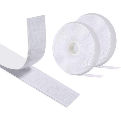 Velcro - 2 rouleaux - Taille XXL - 38 mm x 3 m - avec dos auto-adhésif - Bandes adhésives double face pour rideaux - Fixation Velcro - Bandes pour moustiquaires/rideaux - Velcro adhésif puissant - Fix (1/5)