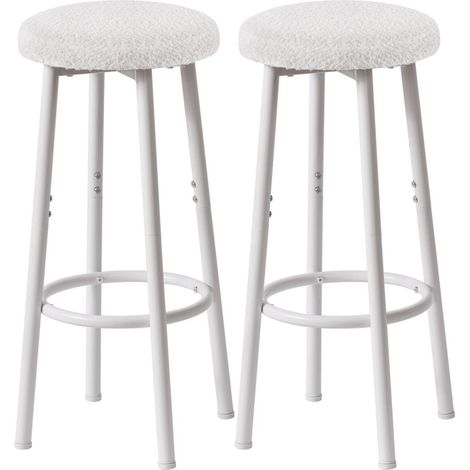 Barhocker 2er Set, 67 cm Küchenhocker mit Metallgestell, Weiß (1/5)
