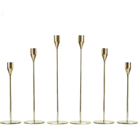 Bougeoir - Métal Plaqué Or Français - Hauteur 24 cm 29 cm 33 cm - Pour Bougie Conique 3/4 Pouces - Lot de 6 Pièces (1/5)