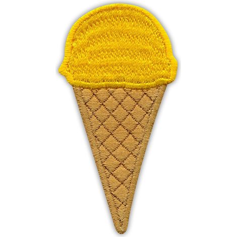 Patchion Eiscreme – Gelbes Sorbet – Selbstklebende Rückseite – Gestickter Aufnäher/Abzeichen/Emblem