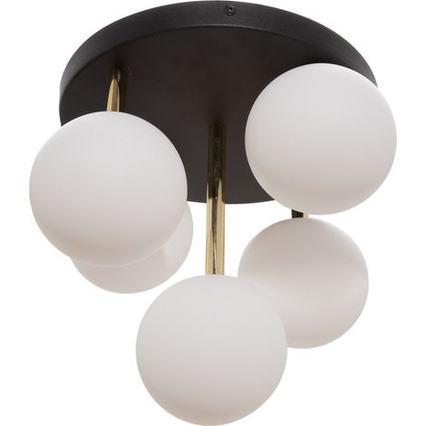 Zumaline ALI Plafonnier Cluster Globe, Noir, Or, 5x G9