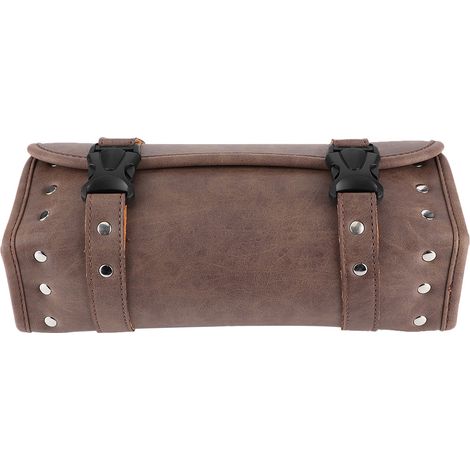 Sacoches latérales vintage en cuir PU marron, universelles pour moto, avec pochette de rangement pour outils et outils. (1/5)