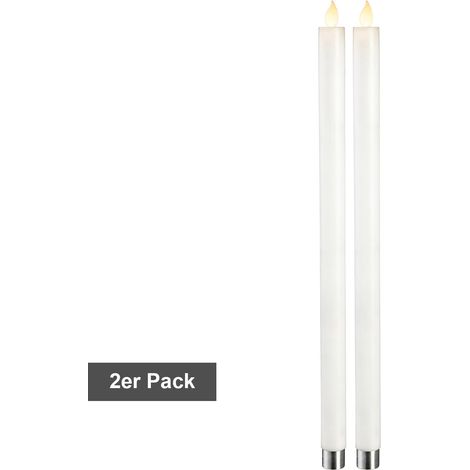 LED Stabkerzen ,M-Twinkle', Flacker-Effekt, Batterie und Timer, 2er Set, weiß (1/5)