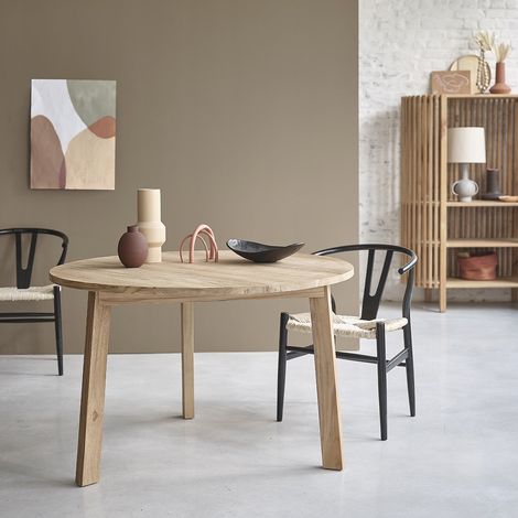 Table en teck massif ronde 4 pers. (1/5)