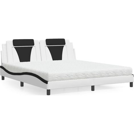 Bett "Viana" mit Matratze Weiß und Schwarz 180x200 cm Kunstleder vidaXL (1/5)