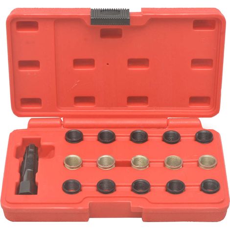 vidaXL Herramientas de reparación de roscas bujía 16 piezas M14x1,25 (1/2)