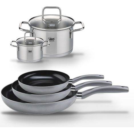 Lot de 3 Poêles 24/28/32 cm Elo Ducato & 2 Faitouts 12/20 cm Elo