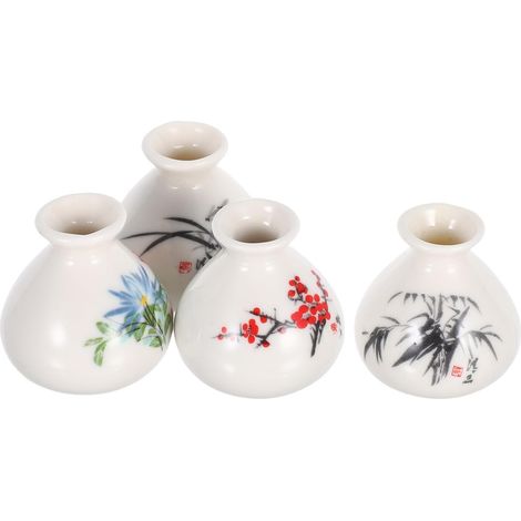 Lot de 4 Mini Vases en Céramique Robustes pour Culture Hydroponique, Petits Vases Décoratifs Modernes 4 Pièces pour Décoration Intérieure, Bureau et Centres de Table (1/5)