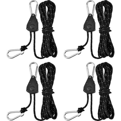 4PCS Réfléchissante Cordes à Cliquet Corde de Tente Réfléchissante Cordes de Tente Câble Réglable Câble pour Voiles D'ombrage et Tentes, Tendeur de Câble pour Plantes D'intérieur Corde à Linge élingue (1/5)