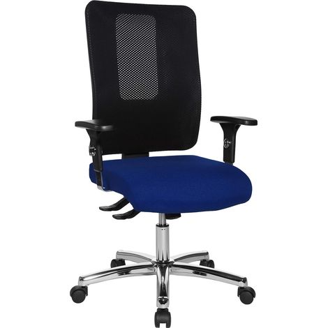 Chaise de Bureau chromée avec accoudoirs réglables en Hauteur Bleu/Noir (1/5)