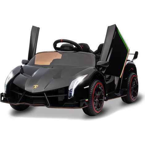 Voiture Électrique Enfant 12V sous Licence Officielle Lamborghini,Télécommande Parentale, 3 Vitesses, LED & Musique,Noir (1/5)