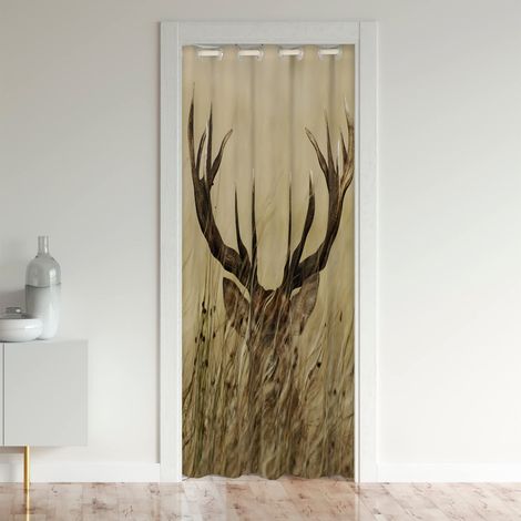 Cerf Rideau de porte 86 x 203 cm pour porte intimité animaux sauvages chasse placard rideau pour porte intérieure séparateur de pièce pour chambre à coucher, salon, rideau thermique isolé (1/5)
