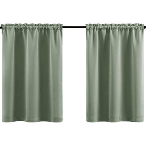 Rideau Salle De Bain - Impermeable - Occultant 90-100% - Vert Sauge - 76,2 cm Largeur x 61 cm Hauteur - Lot De 2