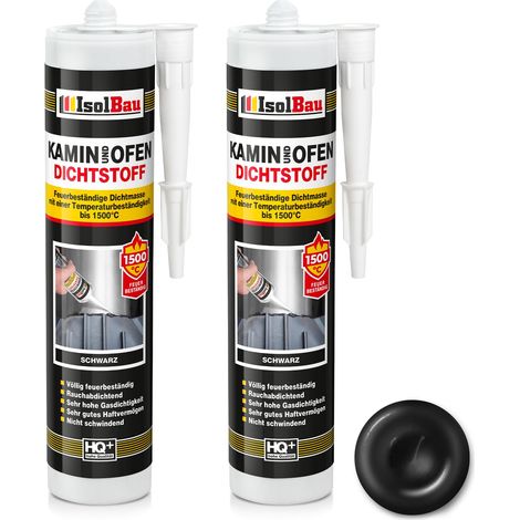 IsolBau Kaminsilikon 1500°C Kamin Ofen Dichtstoff 2 x 300ml (1/5)
