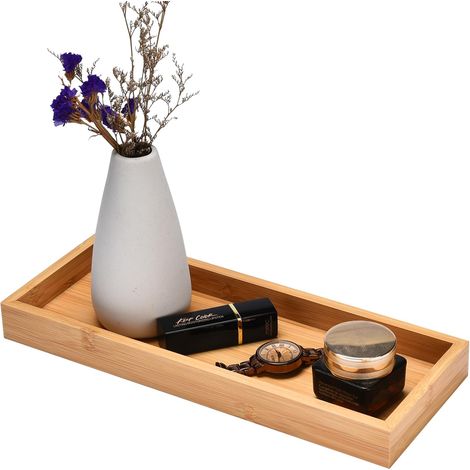 1 Plateau en bambou, Design naturel, Organisateur polyvalent, Pour salle de bain et cuisine (1/5)