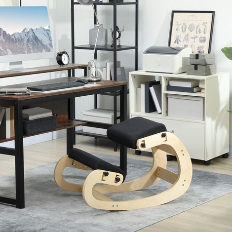 Sedia inginocchiata, sedile ergonomico in legno con funzione dondolo, sedia inginocchiata regolabile per ufficio domestico (1/5)