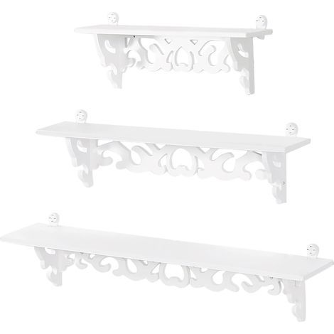 Lot de 3 étagères murales shabby flottantes, bibliothèque décorative, rangement mural vintage (1/5)