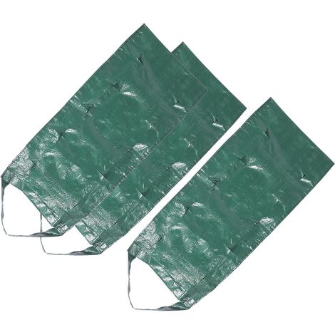 Ensemble de 3 sacs rangement verticaux suspendus pour plantes, avec 10 poches vertes en polyéthylène (1/5)