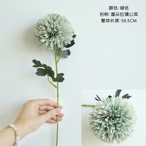 10 Pcs Soie Pissenlit Fleur Boule Faux Fleurs DIY Maison Décoration De Mariage Bouquet De Fleurs Artificielles Saint Valentin Cadeaux A-Vert Clair (1/4)