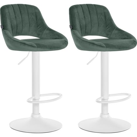 2er Set Barhocker Milet Samt grün Metall matt weiss (1/5)