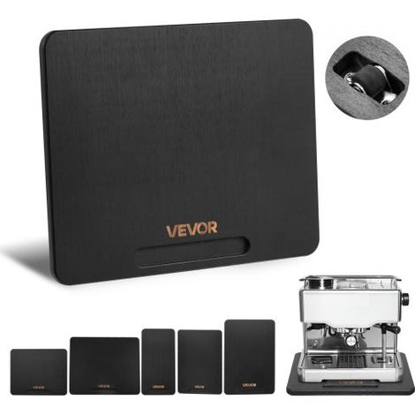 Deslizador para Electrodomésticos 267 x 330 x 21 mm Bandeja Deslizante de Madera Grosor de 1,8 cm con Ruedas de Goma Silenciosas y Asa Hueca ideal para Cafeteras y Encimeras de Cocina, Negro (1/5)