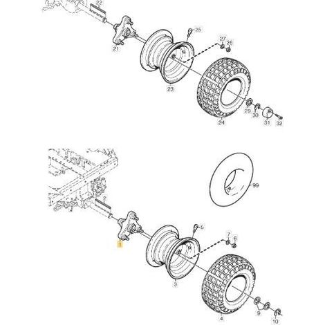 BUJE DE RUEDA DELANTERA 4WD C/H+FRONTAL/POSTE PRO ORIGINAL STIGA - 1134-4844-03