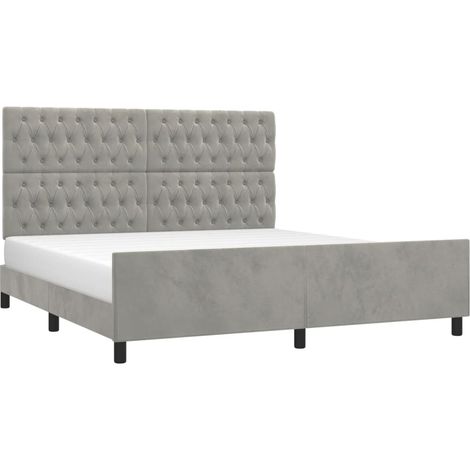 Estructura de cama con cabecero terciopelo gris claro 180x200cm vidaXL (1/4)