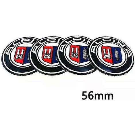 Lot de 4 cache-moyeux de 56 mm compatibles avec les jantes Alpina, protection anti-poussière, autocollant et logo.