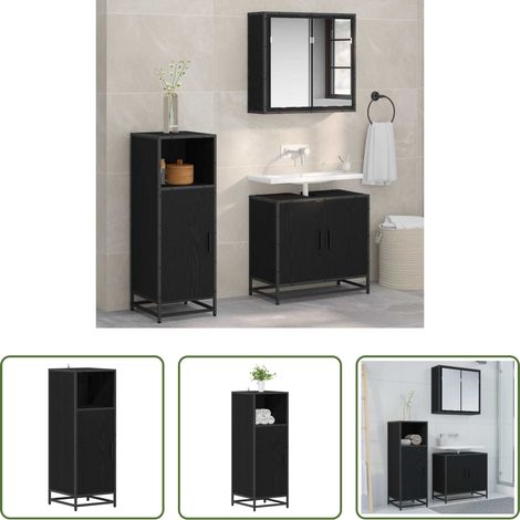 Holzschrank - Badezimmermöbel-Set Schwarz Eichen-Optik 35 x 37,5 x 100 cm (1/5)