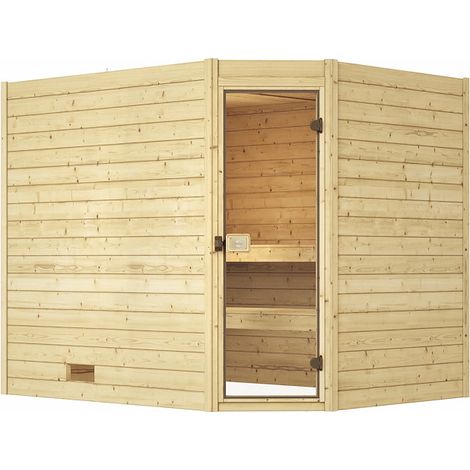 Massivholz-Sauna VALIDA Eck 3 GT, OS, 9,0 kW