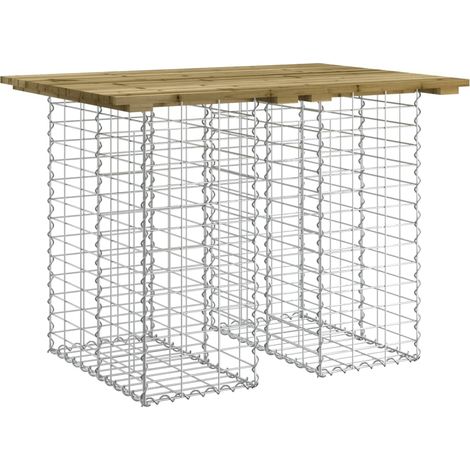 Table de jardin Table d'extérieur Gabion Design 100x70x72 cm Bois de pin imprégné (1/4)