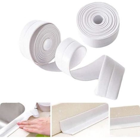 2 Pcs Bande d'étanchéité Auto-adhésif Douche Cuisine Bande d'étanchéité, Une Bande d'étanchéité imperméable à l'eau et-Mold 3.2M (1/4)