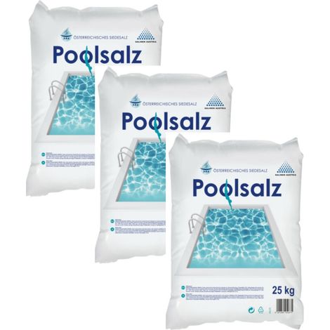 SALINEN AUSTRIA Poolsalz für Salzwasser-Pool & Schwimmbad, 3 x 25 Kg