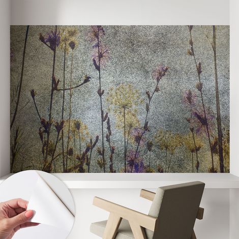 Papier peint autocollant à motifs décoratifs pour salon chambre et bureau Décoration murale élégante avec colle Fleurs des champs 104x70 cm (1/5)