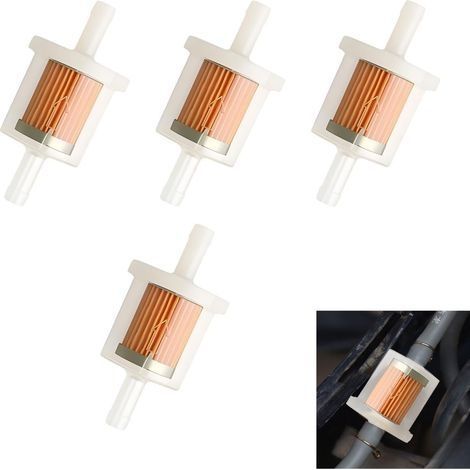 Lot de 4 filtres à essence, filtres à carburant, filtres à essence universels 8 mm, filtres à liquide essence réutilisables pour motos, tondeuses à gazon, scooters, cyclomoteurs, voitures