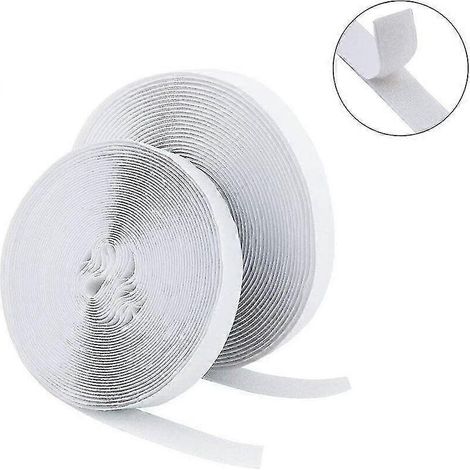 Ruban velcro auto-adhésif extra-résistant de 25 m, adhésif double face avec fermeture velcro, largeur 20 mm. (1/5)