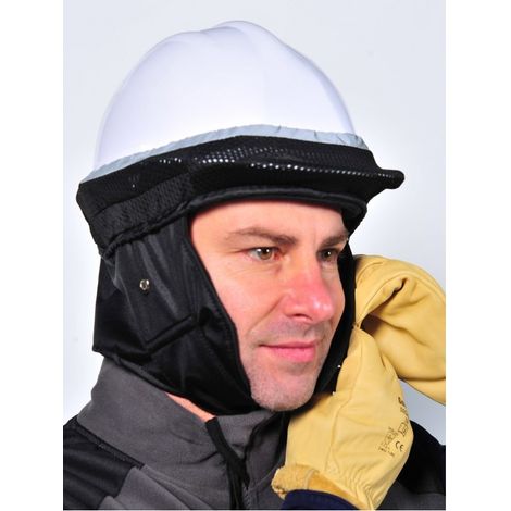 Singer – Coiffe anti-froid pour casque de chantier – Polyester polaire noir – Ajustement facile avec cordon de serrage – Imperméable et aéré